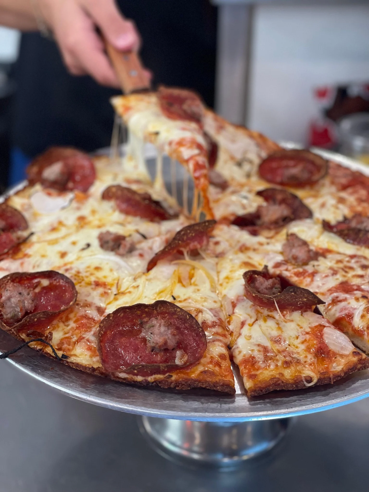 close-up of pepperoni pizza