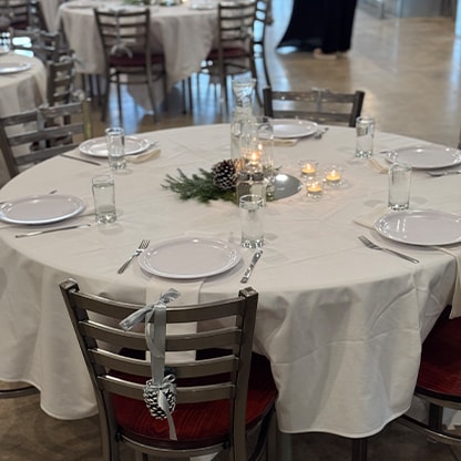 close-up of table decorated for event